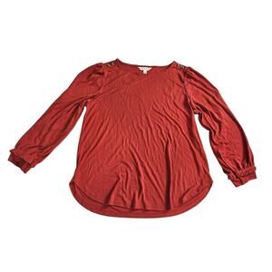 Lauren Conrad Long Sleeve Terra Cotta Large Cotton Top NWT